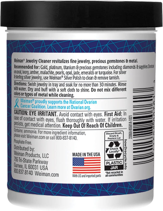 Weiman Jewelry Cleaner, Gold, Platinum, Gemstones, Diamonds, 6 Oz