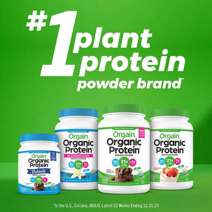 Orgain Organic Vegan Protein Powder, Vanilla Bean - 21g Plant Protein, 6g Prebiotic Fiber, No Lactose Ingredients, No Added Sugar, Non-GMO, For Shakes & Smoothies, 2.03 lb (Packaging May Vary)